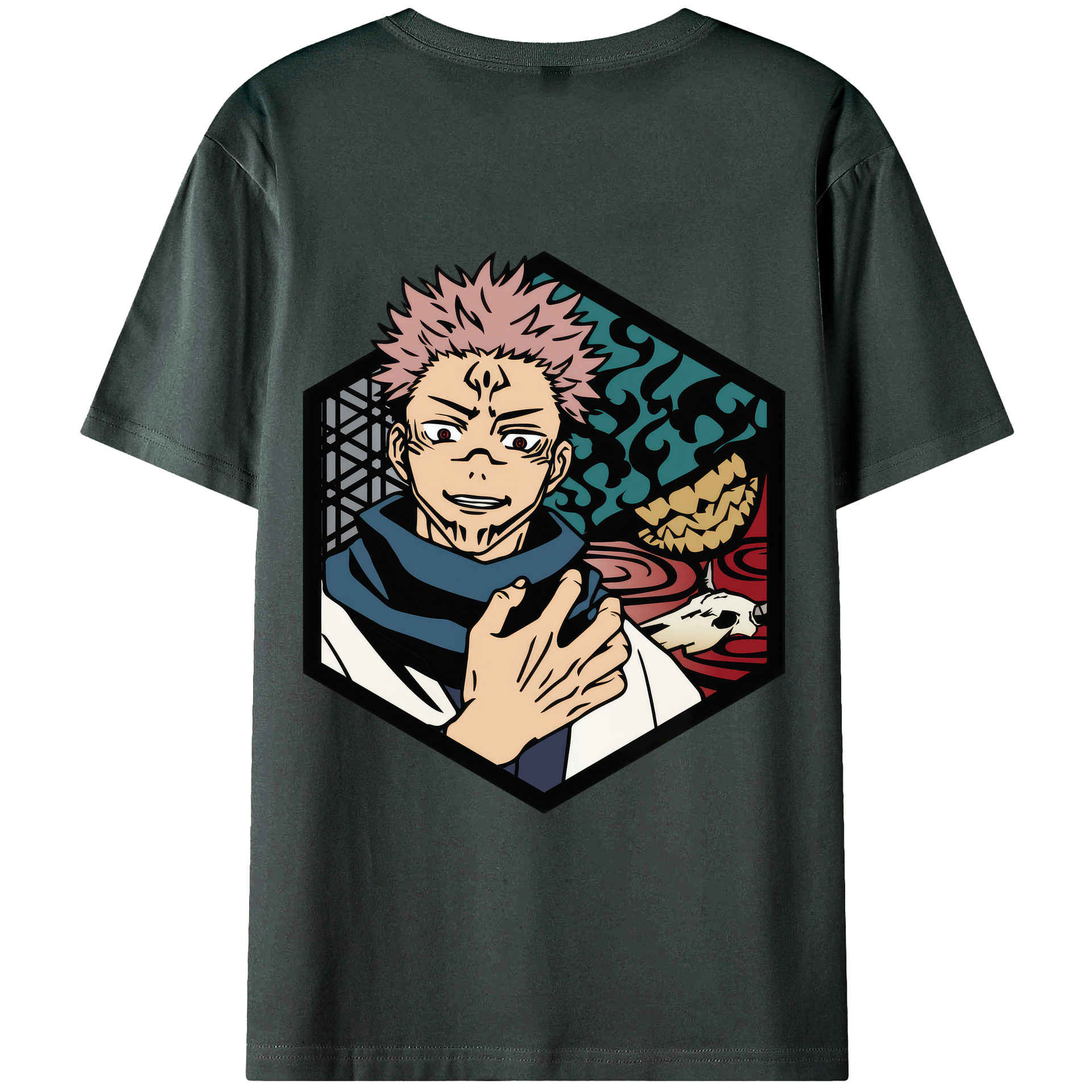 （画像用） 呪術廻戦 Jujutsu Kaisen 綿100％ メンズ半袖Tシャツ（バックプリント） 通気性